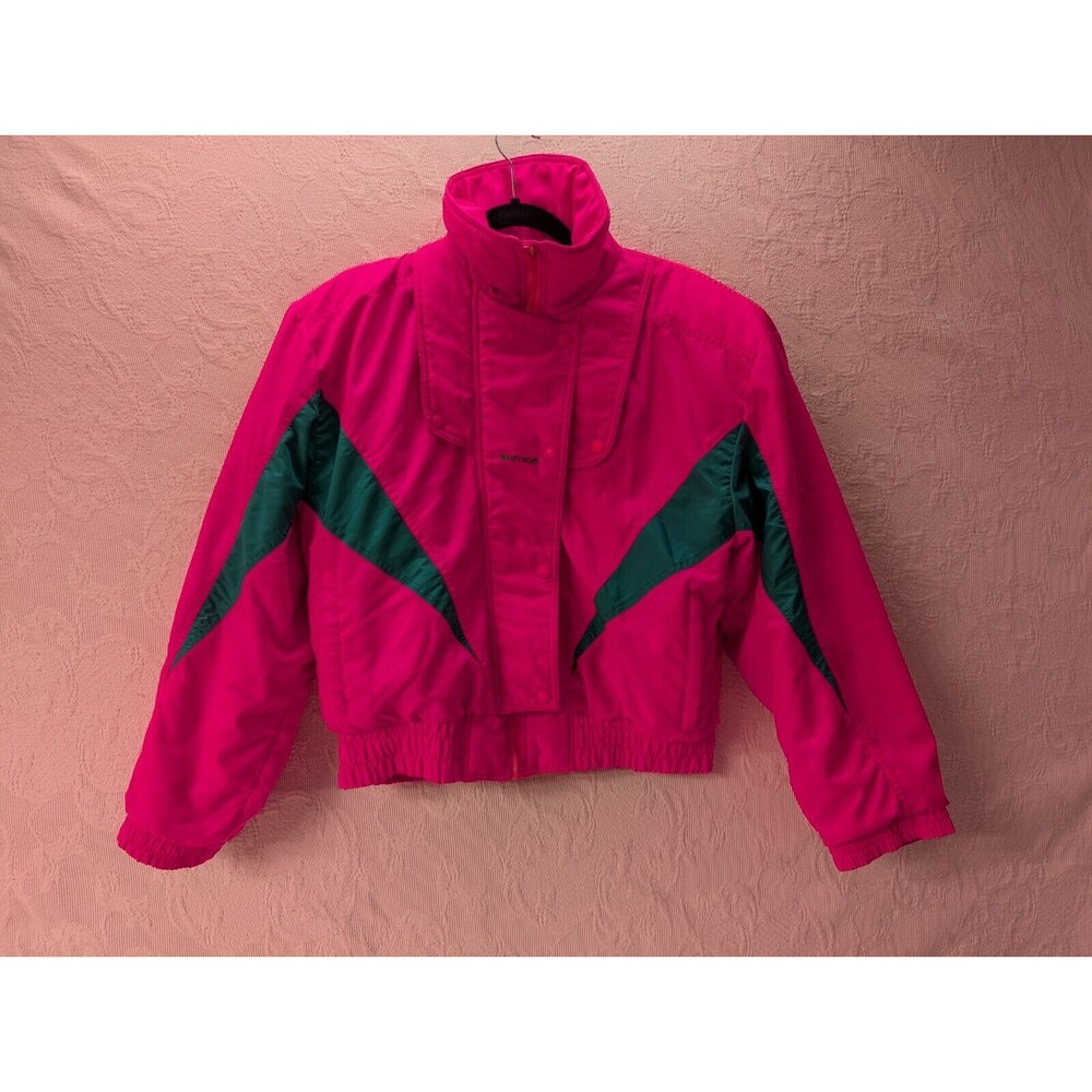 Sun Ice Fire Hot Pink Winter Jacket Neon Teal Snow Ski Coat USA 90s Vintage 12